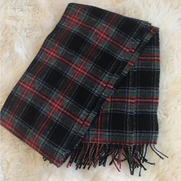 NWT J.CREW Tartan Scarf BLACK MULTI H3794 Made In Italy red green plaid - Picture 5 of 7